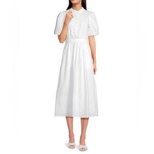 Greylin - White Pin Tuck A Line Dress - 100% Cotton - NWT - Size S